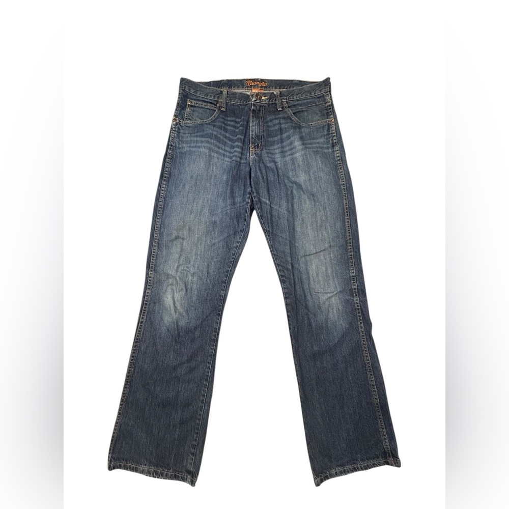 Wrangler Men's Bootcut Jeans‎ 34/34 Leather Patch Western Cowboy